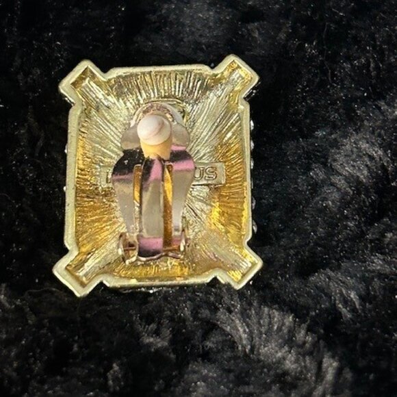 Heidi Daus Clip Earrings Estate Splendor Clear Crystal Rectangular Gold Tone OS - Picture 8 of 12